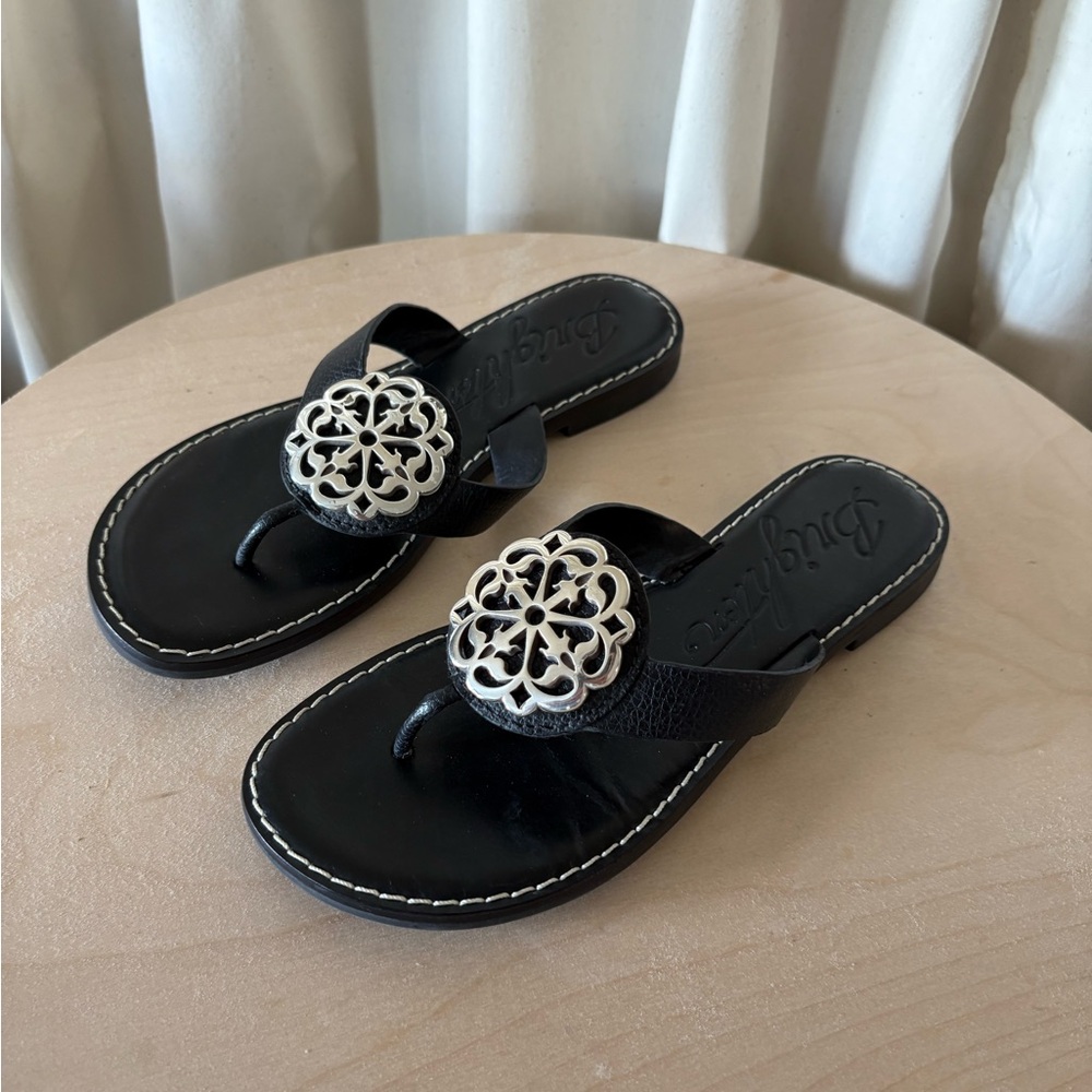 Brighton Black Sandals with Silver Embellishments